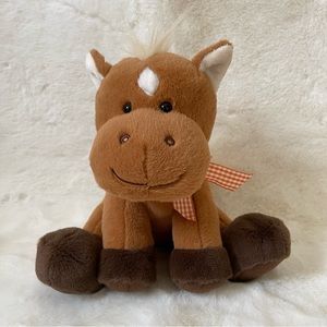 Animal Adventure Pony Horse Stuffed Animal Plush Lovey Toy Brown Plaid Bow 2010